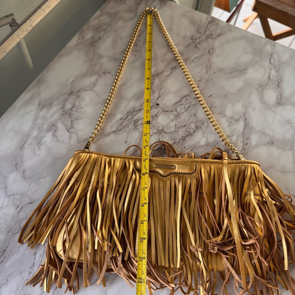 Rebecca Minkoff Finn Fringe Crossbody Bag Leather Boho Convertible Clutch EUC - Picture 9 of 10